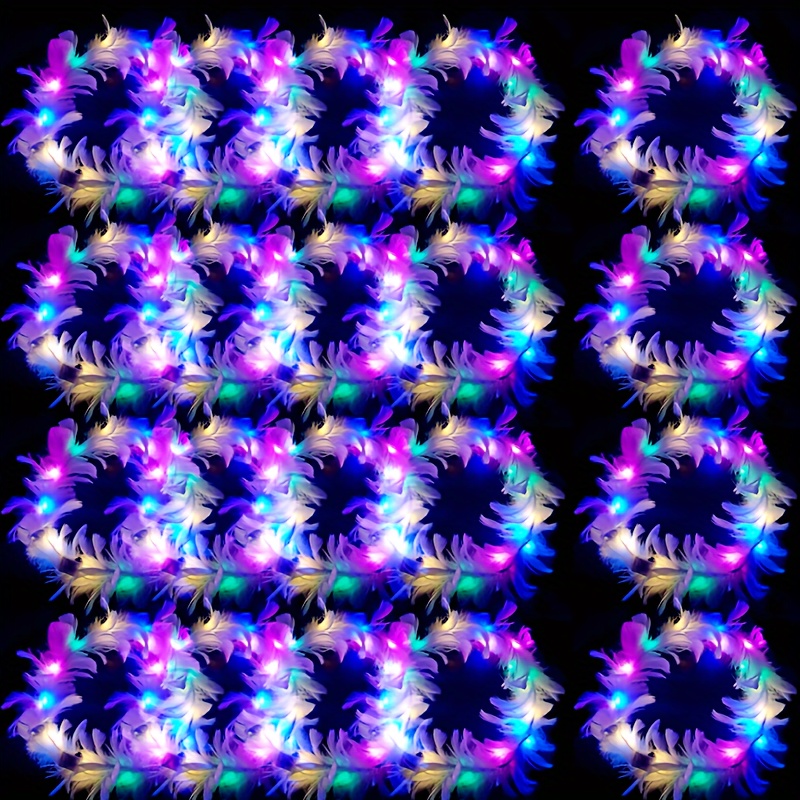 Glow In The Dark Party Glasses - 10 szt. Wianek z piór LED