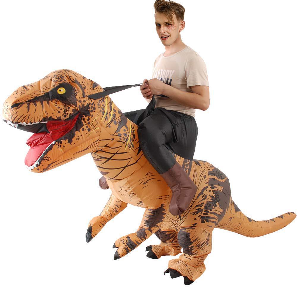 Inflatable Dinosaur Costume Adult - Dorosły zabawny jeździecki brązowy dinozaur okres